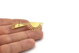 Brass Sun Earring, 8 Raw Brass Sun Shaped Stud Earrings (14x28x0.60mm) A3969