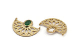 Gold Ethnic Pendant, 1 Gold Plated Semi Circle Pendants with 2 Loops and 1 Pad Setting (36x28x3.2x1mm) BS 1917 Q0402