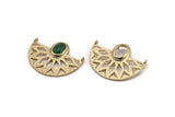 Gold Ethnic Pendant, 1 Gold Plated Semi Circle Pendants with 2 Loops and 1 Pad Setting (36x28x3.2x1mm) BS 1917 Q0402