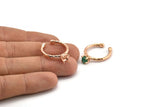 Adjustable Ring Settings, 2 Rose Gold Lacquer Plated Brass 4 Claw Ring Blanks - Pad Size 5mm N0319