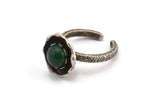 Antique Silver Ring Settings, 2 Antique Silver Plated Ring Setting with Pad Size 8mm U053 H0296