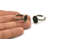 Antique Silver Ring Settings, 2 Antique Silver Plated Ring Setting with Pad Size 8mm U053 H0296