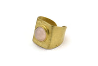 Adjustable Ring Setting, 1 Raw Brass Adjustable Ring With 1 Pad E271