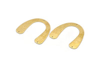 Brass Geometric Charm, 12 Raw Brass Textured U Shaped Pendants With 3 Holes, Charms, Findings (31x35x0.60mm) D898