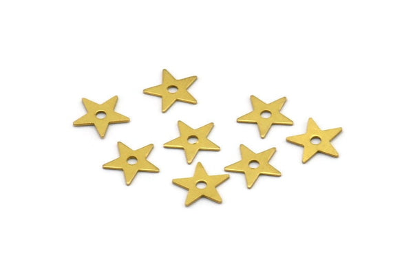 Brass Star Charm, 250 Raw Brass Tiny Star Connectors With 1 Hole, Earrings, Findings (8mm) A1179