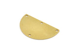 Brass Half Moon, 4 Raw Brass Semi Circle Charms With 4 Holes (33x20x0.80mm) A3975
