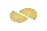 Brass Half Moon, 4 Raw Brass Semi Circle Charms With 4 Holes (33x20x0.80mm) A3975