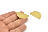 Brass Half Moon, 4 Raw Brass Semi Circle Charms With 4 Holes (33x20x0.80mm) A3975