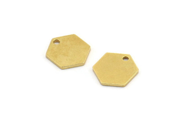 Pirinç Altıgen Tılsım, 1 Delikli 12 Ham Pirinç Altıgen Tılsım (11x12x1mm) A3945