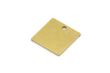 Brass Square Charm, 12 Raw Brass Square Charms With 1 Hole (14x0.80mm) A4032