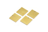 Brass Square Charm, 12 Raw Brass Square Charms With 1 Hole (14x0.80mm) A4032