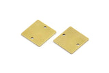 Brass Square Charm, 12 Raw Brass Square Charms With 2 Holes, Connectors (14x0.80mm) A4033