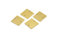 Brass Square Charm, 12 Raw Brass Square Charms With 2 Holes, Connectors (14x0.80mm) A4033