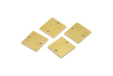 Brass Square Charm, 12 Raw Brass Square Charms With 2 Holes, Connectors (14x0.80mm) A4033