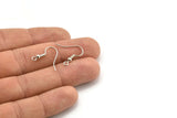 Silver Earring Wires, 100 Nickel Free Silver Tone Brass Ear Wires Earring Findings (20mm) Brs 193 A0920