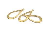 Brass Drop Charm, 24 Raw Brass Drop Charms With 1 Loop, Earrings, Findings (30x13x1mm) D1083