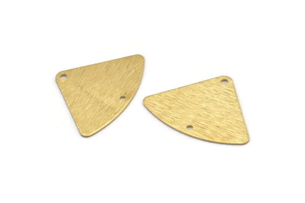 Brass Geometric Charm, 24 Raw Brass Textured Fan Connectors With 2 Holes, Earrings, Findings (18x26x0,60mm) D903