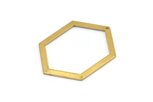 Hexagon Choker Charm, 6 Raw Brass Hexagon Charms With 1 Hole, Pendants, Findings (39x30x1mm) E076