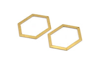 Hexagon Choker Charm, 6 Raw Brass Hexagon Charms With 1 Hole, Pendants, Findings (39x30x1mm) E076