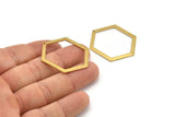 Hexagon Choker Charm, 6 Raw Brass Hexagon Charms With 1 Hole, Pendants, Findings (39x30x1mm) E076