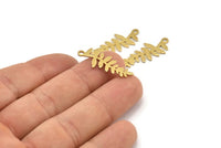 Brass Leaf Charm, 24 Raw Brass Leaf Charms With 1 Loop, Pendants, Findings (28x11x0.80mm) D1232