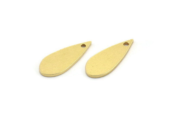 Brass Drop Charm, 24 Raw Brass Drop Charms With 1 Hole, Earrings, Findings (19x8x1mm) D0565