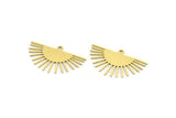 Brass Sun Charm, 12 Raw Brass Sunshine Charms With 1 Loop, Pendants, Findings (17x28x0.60mm) A4050
