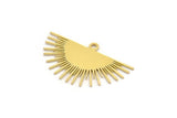 Brass Sun Charm, 12 Raw Brass Sunshine Charms With 1 Loop, Pendants, Findings (18x30x0.60mm) A4052