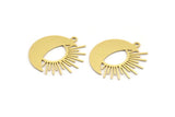 Brass Moon Charm, 10 Raw Brass Crescent Moon And Sun Shaped Charms With 1 Loop (23x23x0.60mm) A4048