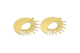 Brass Moon Charm, 6 Raw Brass Crescent Moon And Sun Shaped Charms With 1 Loop (30x30x0.60mm) A4046