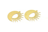 Brass Moon Charm, 4 Raw Brass Crescent Moon And Sun Shaped Charms With 1 Loop (35x35x0.60mm) A4045