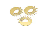 Brass Moon Charm, 4 Raw Brass Crescent Moon And Sun Shaped Charms With 1 Loop (35x35x0.60mm) A4045