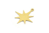 Brass Pole Star Charm, 24 Raw Brass, Brass Charms, Brass Pole Star Charms With 1 Loop (23x21x0.60mm) A4016