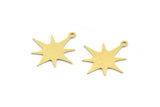 Brass Pole Star Charm, 24 Raw Brass, Brass Charms, Brass Pole Star Charms With 1 Loop (23x21x0.60mm) A4016