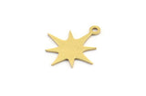 Brass Pole Star Charm, 50 Raw Brass, Brass Charms, Brass Pole Star Charms With 1 Loop (17x15x0.60mm) A4014