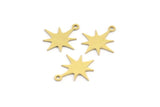 Brass Pole Star Charm, 50 Raw Brass, Brass Charms, Brass Pole Star Charms With 1 Loop (17x15x0.60mm) A4014