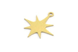 Brass Pole Star Charm, 24 Raw Brass, Brass Charms, Brass Pole Star Charms With 1 Loop (20x18x0.60mm) A4015