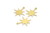 Brass Pole Star Charm, 24 Raw Brass, Brass Charms, Brass Pole Star Charms With 1 Loop (20x18x0.60mm) A4015