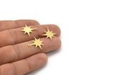 Brass Pole Star Charm, 24 Raw Brass, Brass Charms, Brass Pole Star Charms With 1 Loop (20x18x0.60mm) A4015