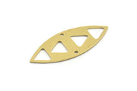 Brass Marquise Charm, 8 Raw Brass Triangle Pattarned Marquise Shaped Charms With 2 Holes, Connectors, Blanks (39x15x0.80mm) A4040