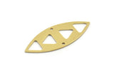 Brass Marquise Charm, 8 Raw Brass Triangle Pattarned Marquise Shaped Charms With 2 Holes, Connectors, Blanks (39x15x0.80mm) A4040