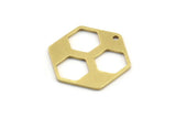 Brass Hexagon Charm, 10 Raw Brass Hexagon Shaped Charms With 1 Loop, Earring Findings, Geometric Charms (23x21x1mm) A4054