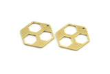 Brass Hexagon Charm, 10 Raw Brass Hexagon Shaped Charms With 1 Loop, Earring Findings, Geometric Charms (23x21x1mm) A4054