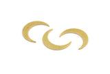 Brass Moon Blank, 24 Raw Brass Crescent Moon Shaped Blanks, Findings (18x4x0.60mm) A4008