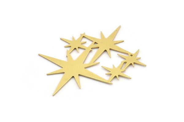Brass Star Charm, 8 Raw Brass Star Shaped Charms, Charm Pendants, Connectors (28x37x0.60mm) A4018