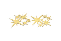 Brass Star Charm, 8 Raw Brass Star Shaped Charms, Charm Pendants, Connectors (28x37x0.60mm) A4018