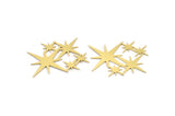 Brass Star Charm, 8 Raw Brass Star Shaped Charms, Charm Pendants, Connectors (28x37x0.60mm) A4018