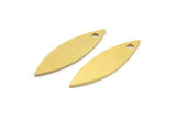 Brass Marquise Charm, 12 Raw Brass Marquise Charms With 1 Hole (25x7x0.80mm) A4042