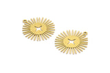 Brass Sun Charm, 12 Raw Brass Sun Charms With 1 Loop, Findings (22x20x0.60mm) A3986