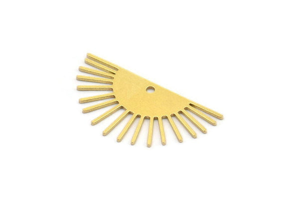 Brass Sun Charm, 12 Raw Brass Sun Charms With 1 Hole, Findings (28x14x0.60mm) A4055